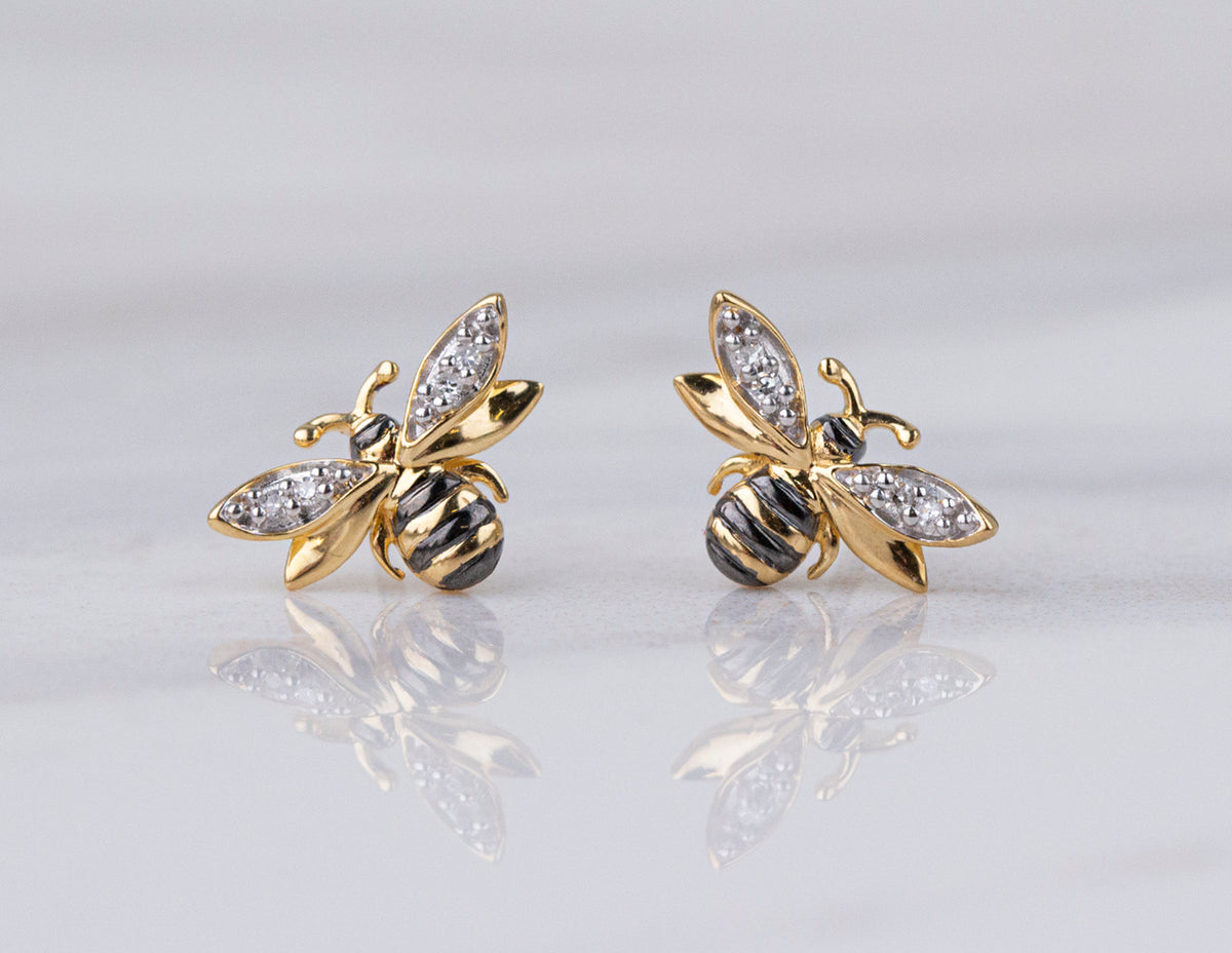 .02ct. t.w. Bee Stud Earrings in Sterling Silver