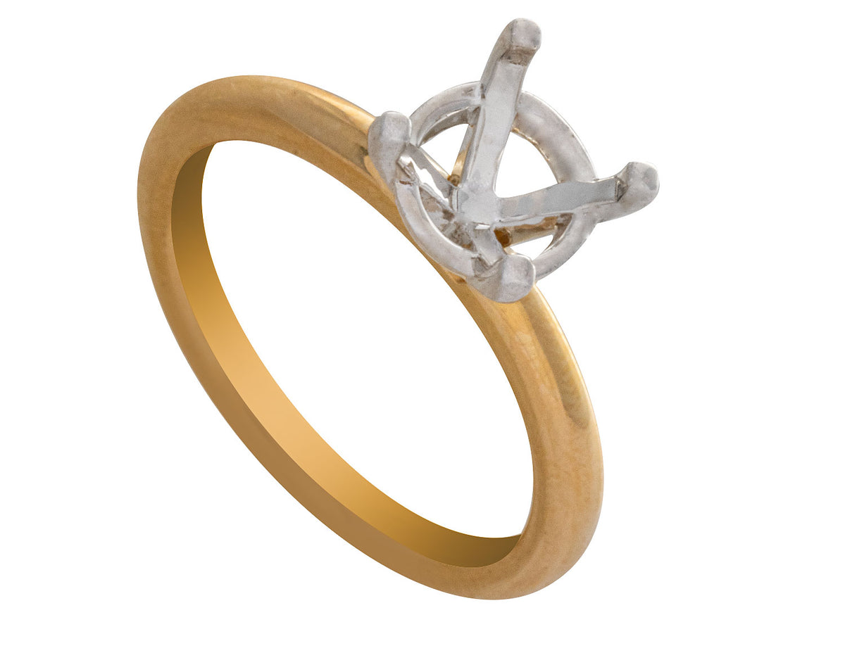 2.4mm Rounded Solitaire Engagement Ring in 18K Yellow Gold
