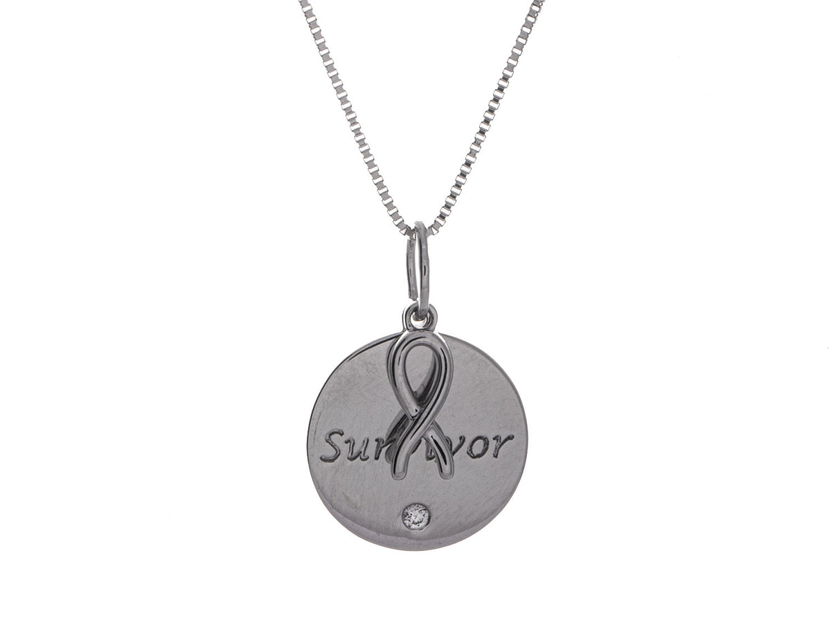 Diamond Survivor Disk Pendant in Sterling Silver