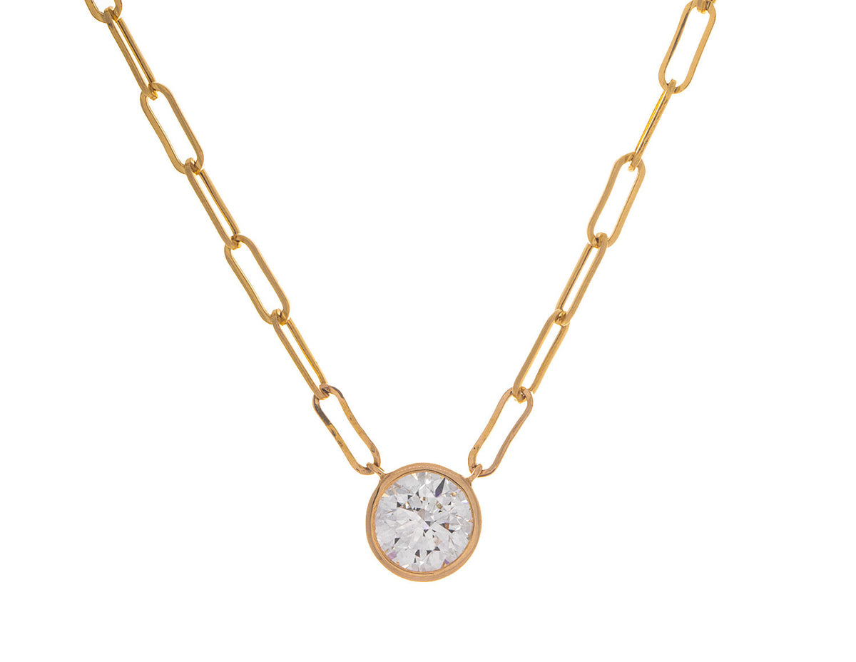 1 1/2ct. Round Cut Newborn Lab Created Diamond Bezel Pendant in 14K Yellow Gold