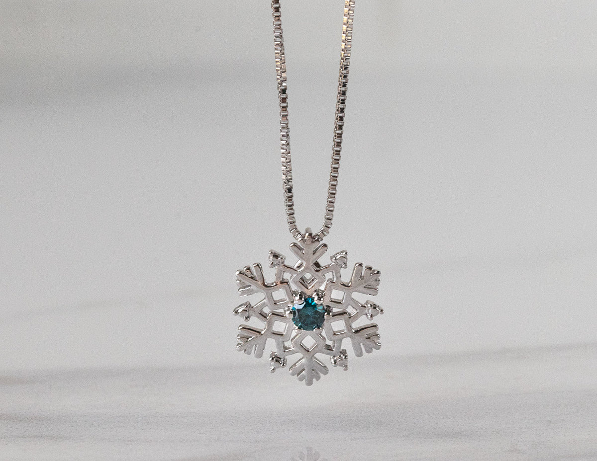 1/10ct. Blue Diamond Snowflake Pendant in Sterling Silver