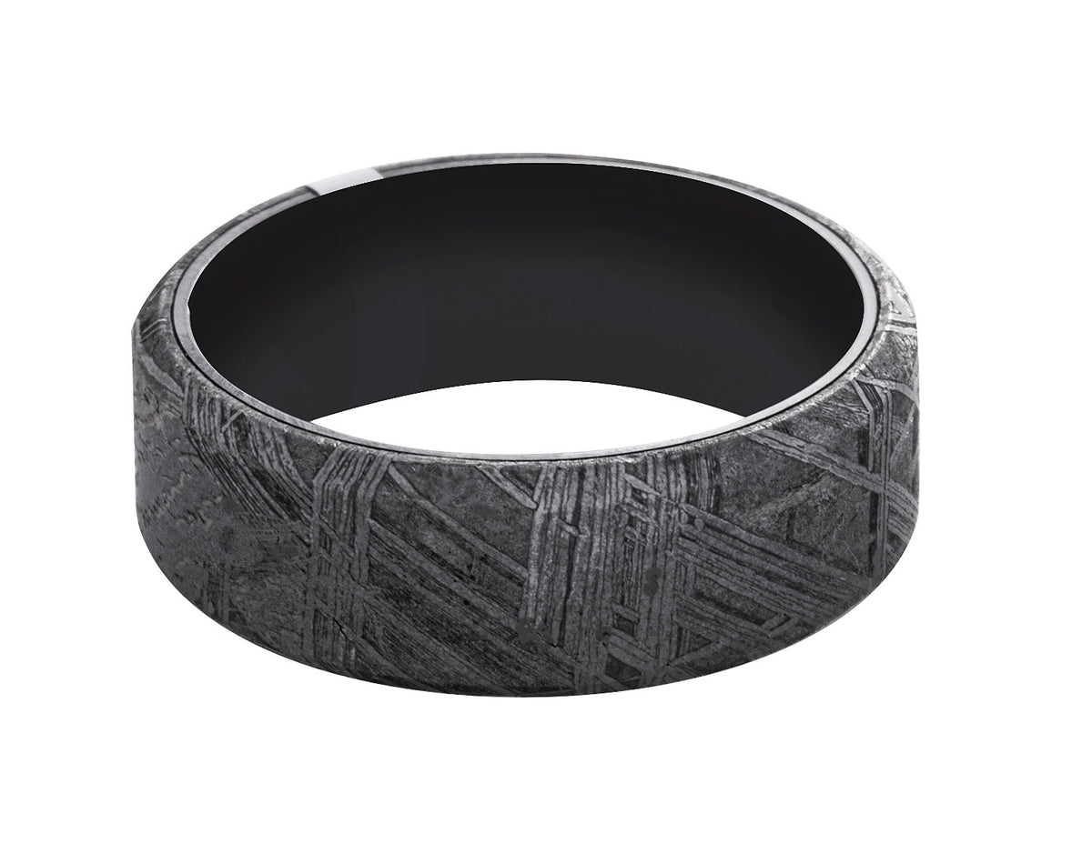 8mm Meteorite and Zirconium Men's Wedding Band