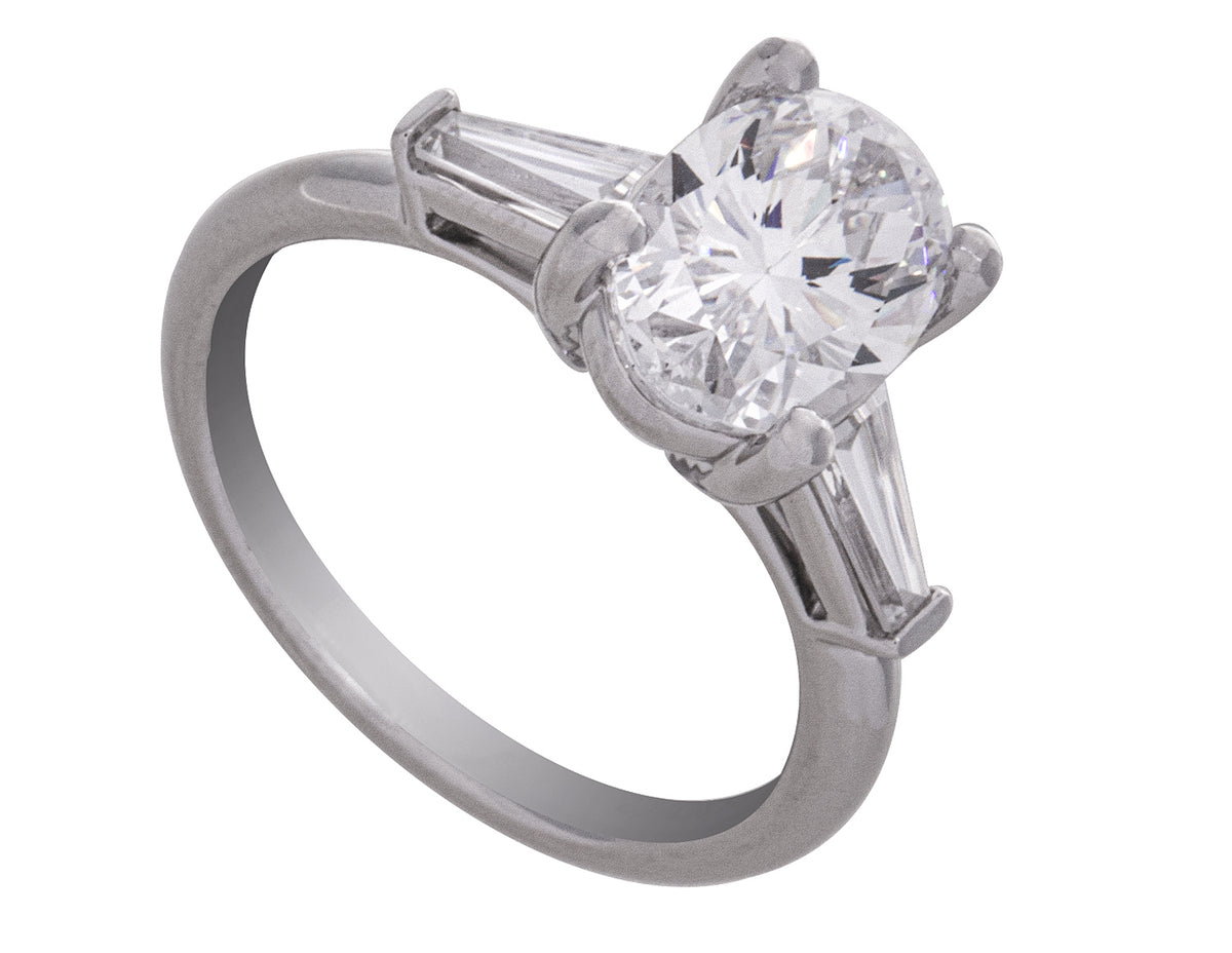 1/3ct. t.w. Baguette Cut Newborn Lab Created Engagement Ring in 14K White Gold
