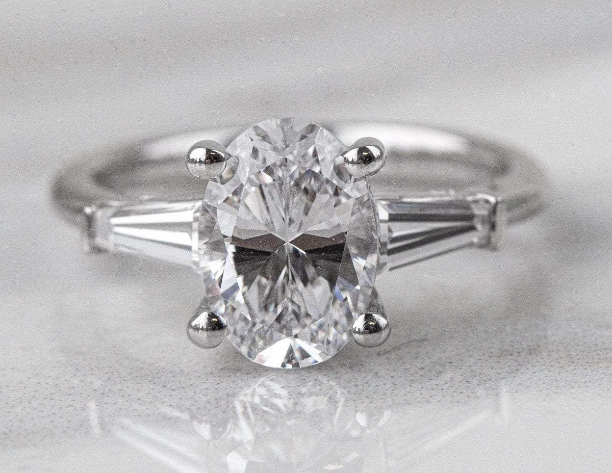 1/3ct. t.w. Baguette Cut Newborn Lab Created Engagement Ring in 14K White Gold
