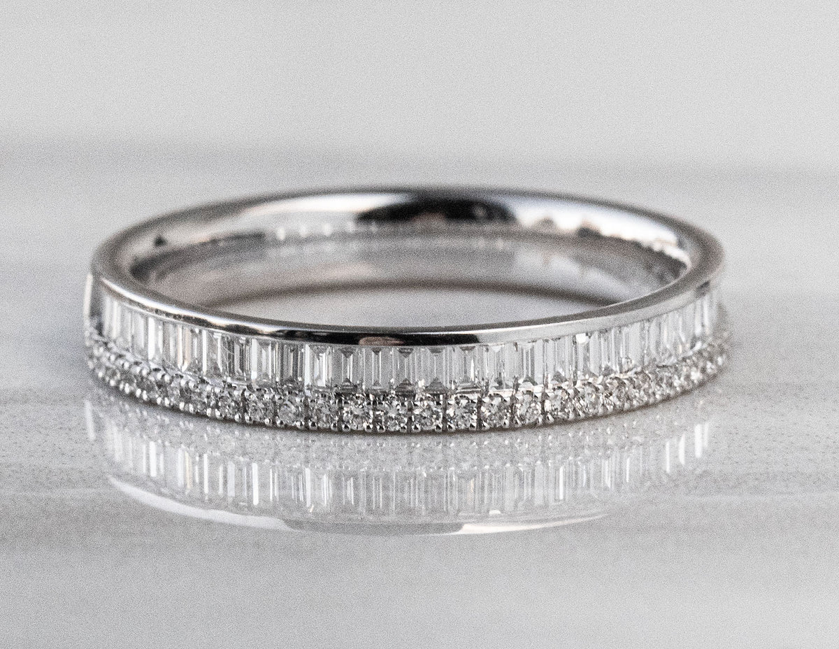 1/2ct. t.w. Baguette and Round Diamond Fashion Ring in 14K White Gold