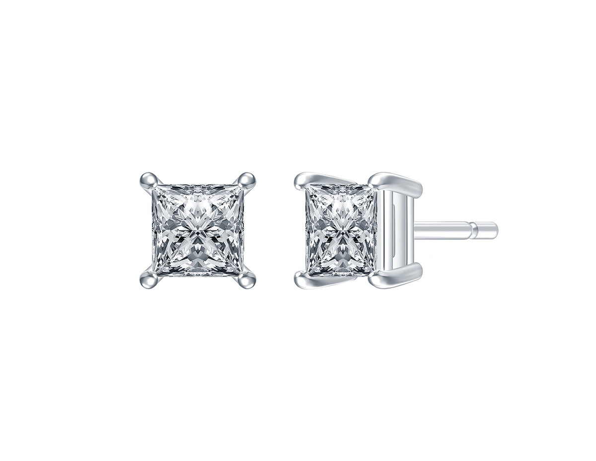 5/8ct. t.w. Princess Cut Diamond Stud Earrings in 14K White Gold