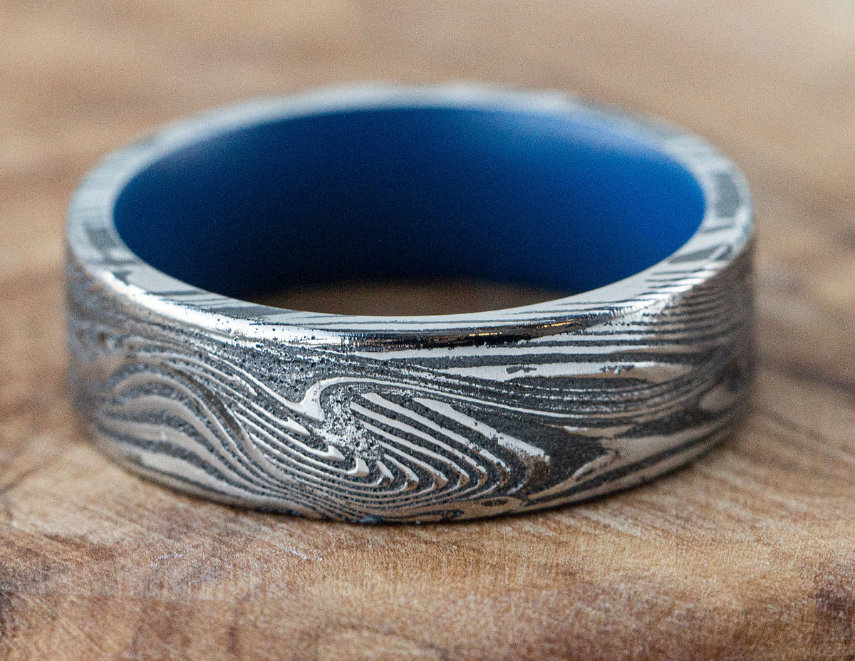 7mm Damascus Steel Wedding Ring