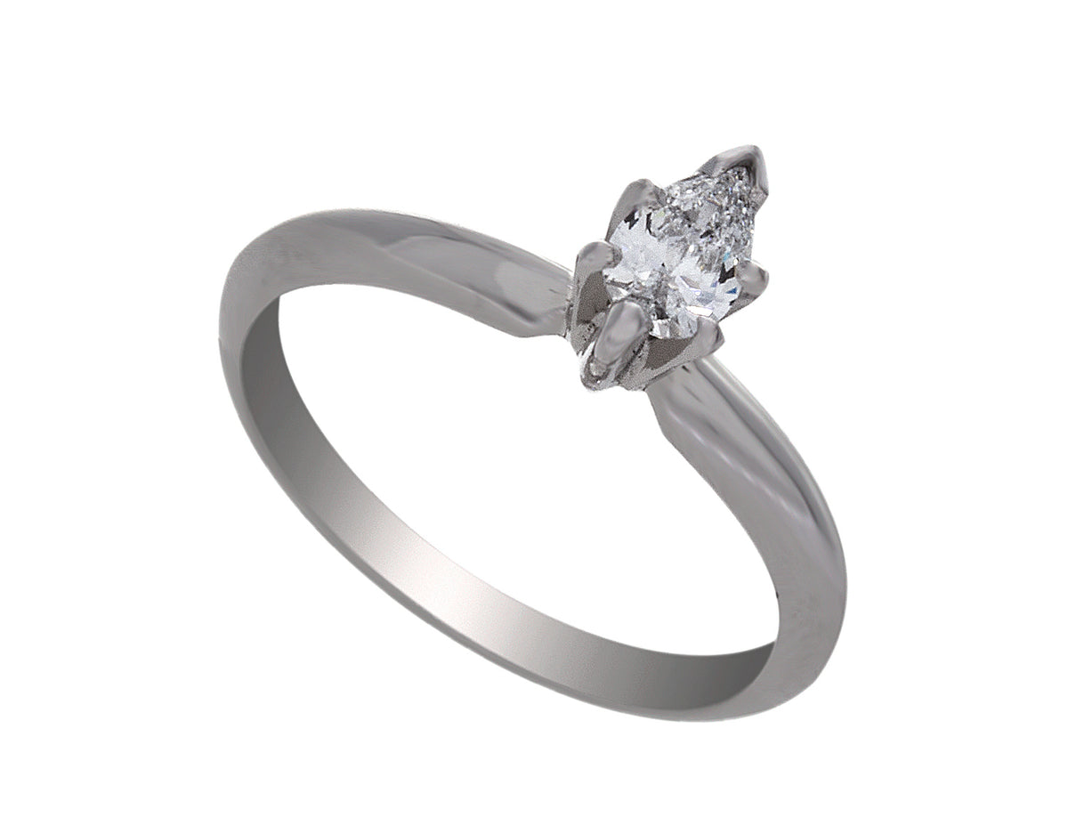 1/4ct. Pear Cut Solitaire Engagement Ring in 14K White Gold