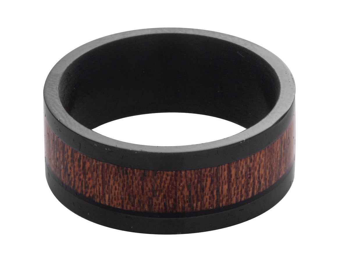 8mm Black Tantalum and Hardwood Men's Wedding Ring