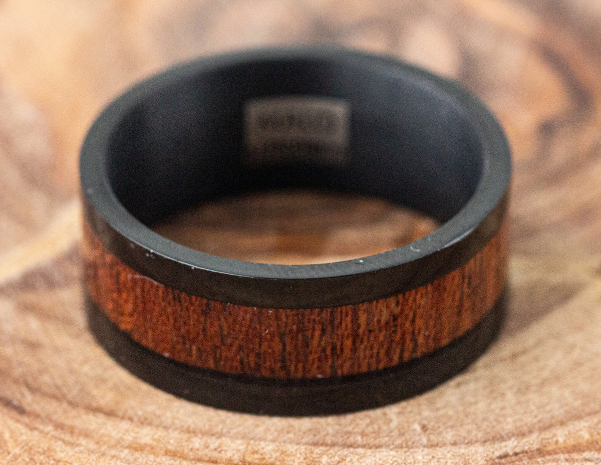 8mm Black Tantalum and Hardwood Men's Wedding Ring