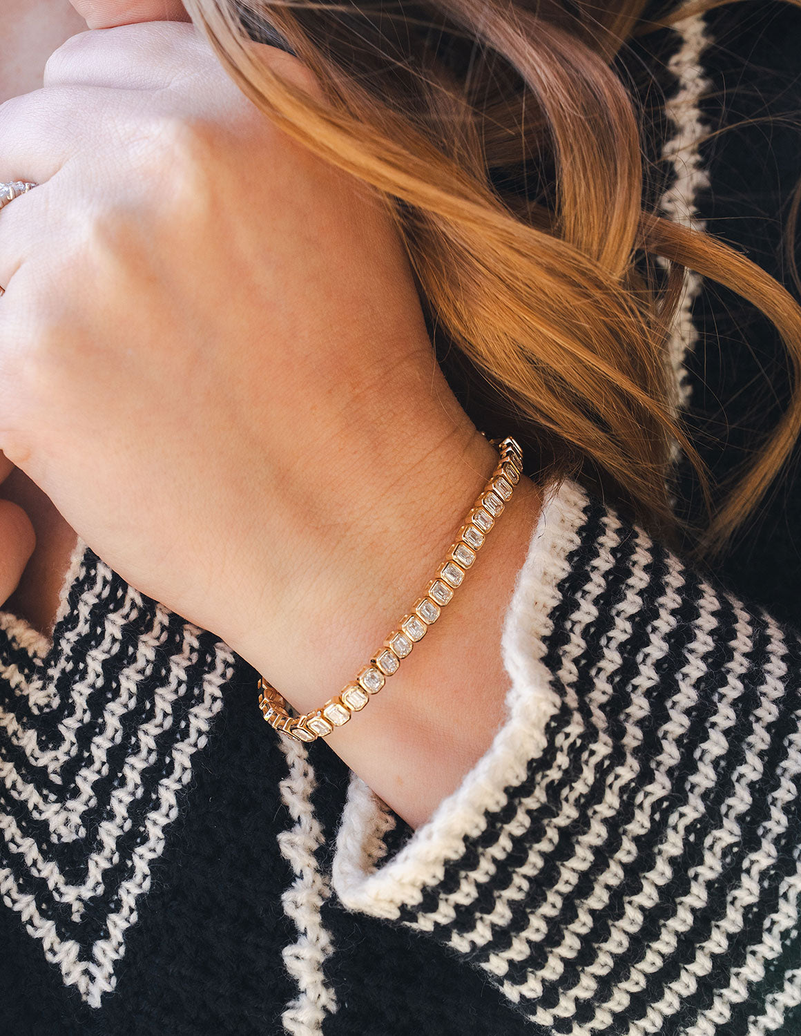 7ct. t.w. Emerald Cut Newborn Lab Created Diamond Tennis Bracelet in 14K Yellow Gold