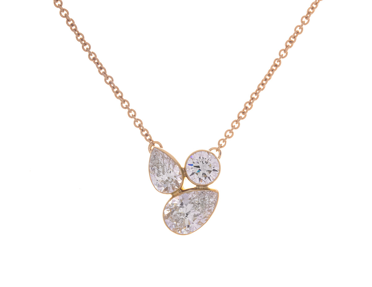1 1/10ct. t.w. Pear and Round Cut Newborn Lab Created Diamond Fashion Pendant in 14K Yellow Gold