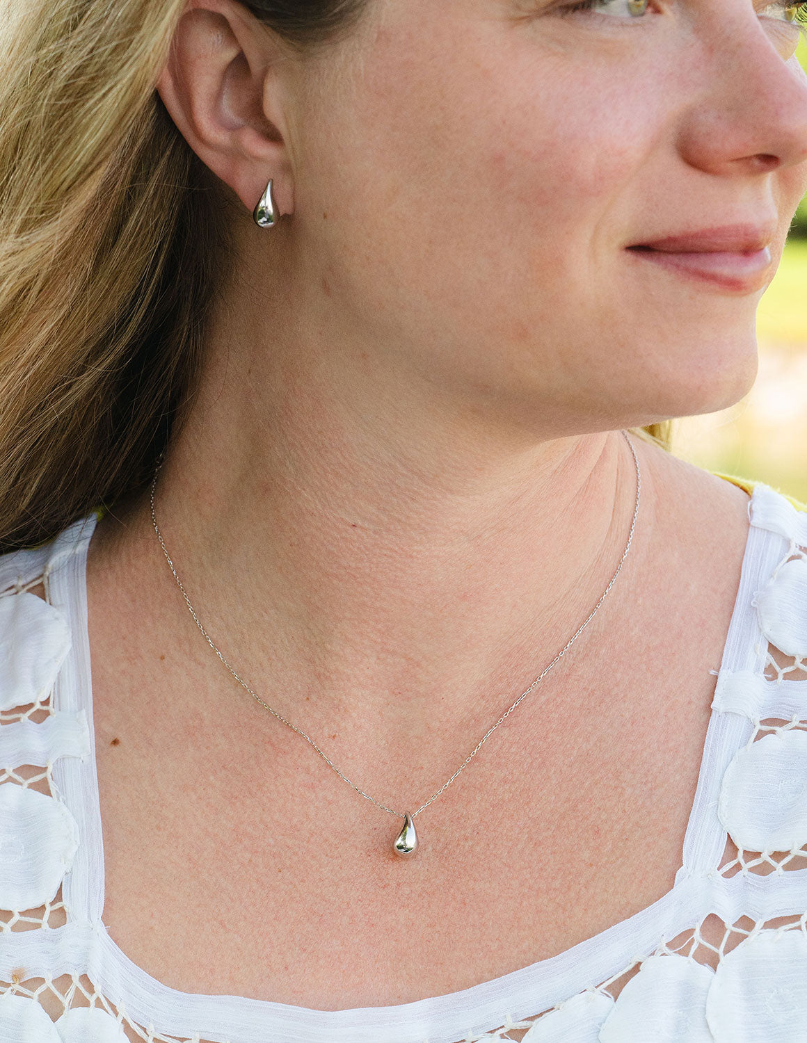 18" Teardrop Pendant in Sterling Silver