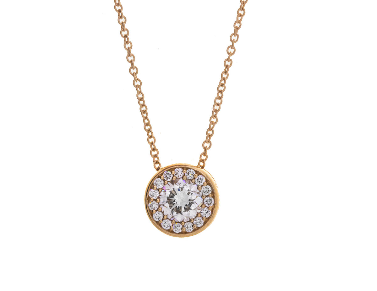 1/2ct. t.w. Newborn Lab Created Diamond Halo Pendant in 14K Yellow Gold