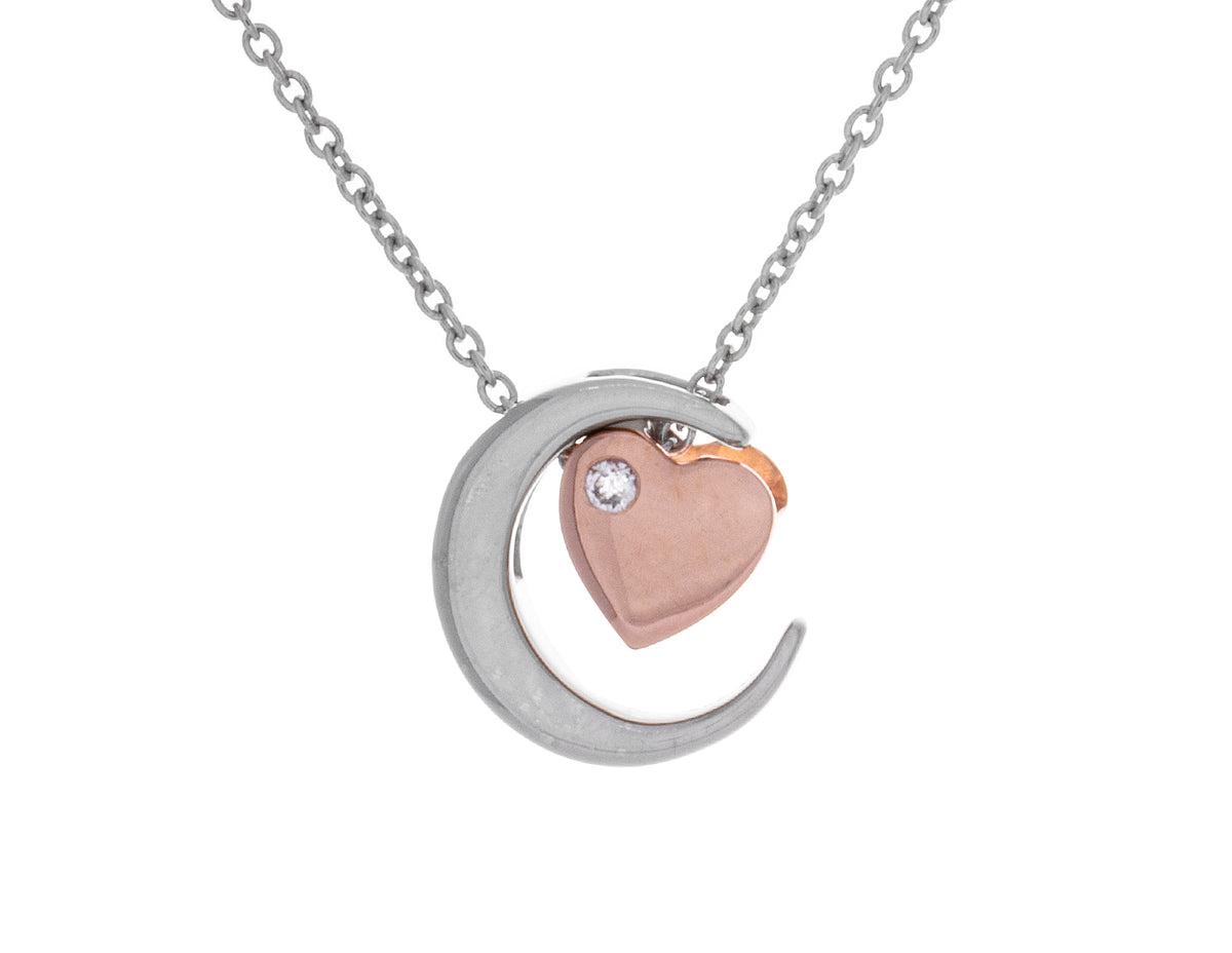 .05ct. t.w. Diamond 'Love U to the moon & back' Pendant in Sterling Silver & 10K Rose Gold