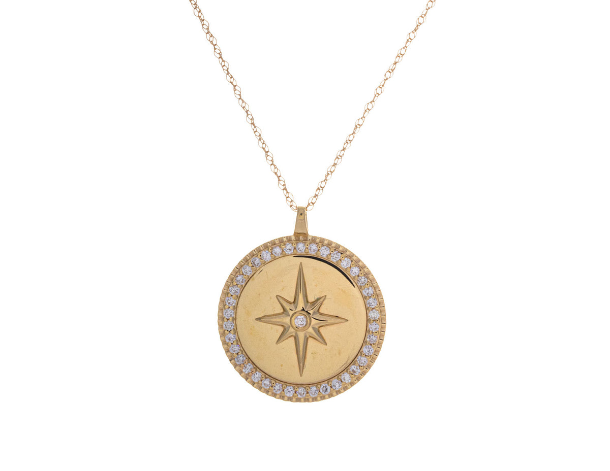 1/3ct. t.w. Diamond Compass Pendant in 14K Yellow Gold