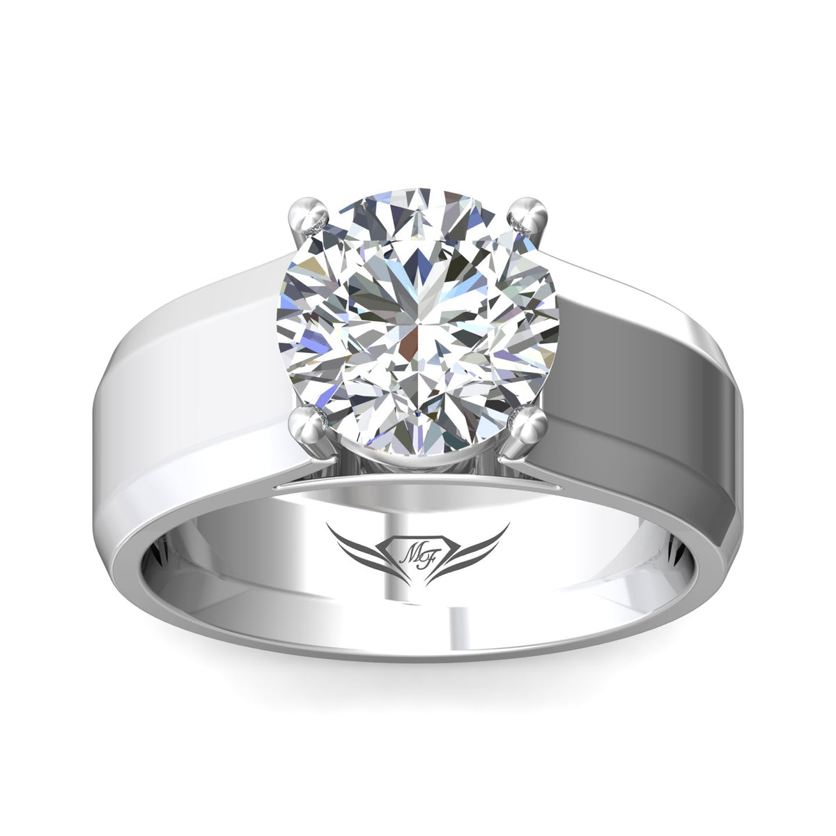 7mm Solitaire Engagement Ring in 14K White Gold