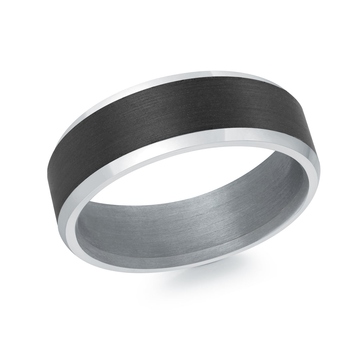 7mm Comfort Fit Wedding Band in 14K White Gold and Tantalum