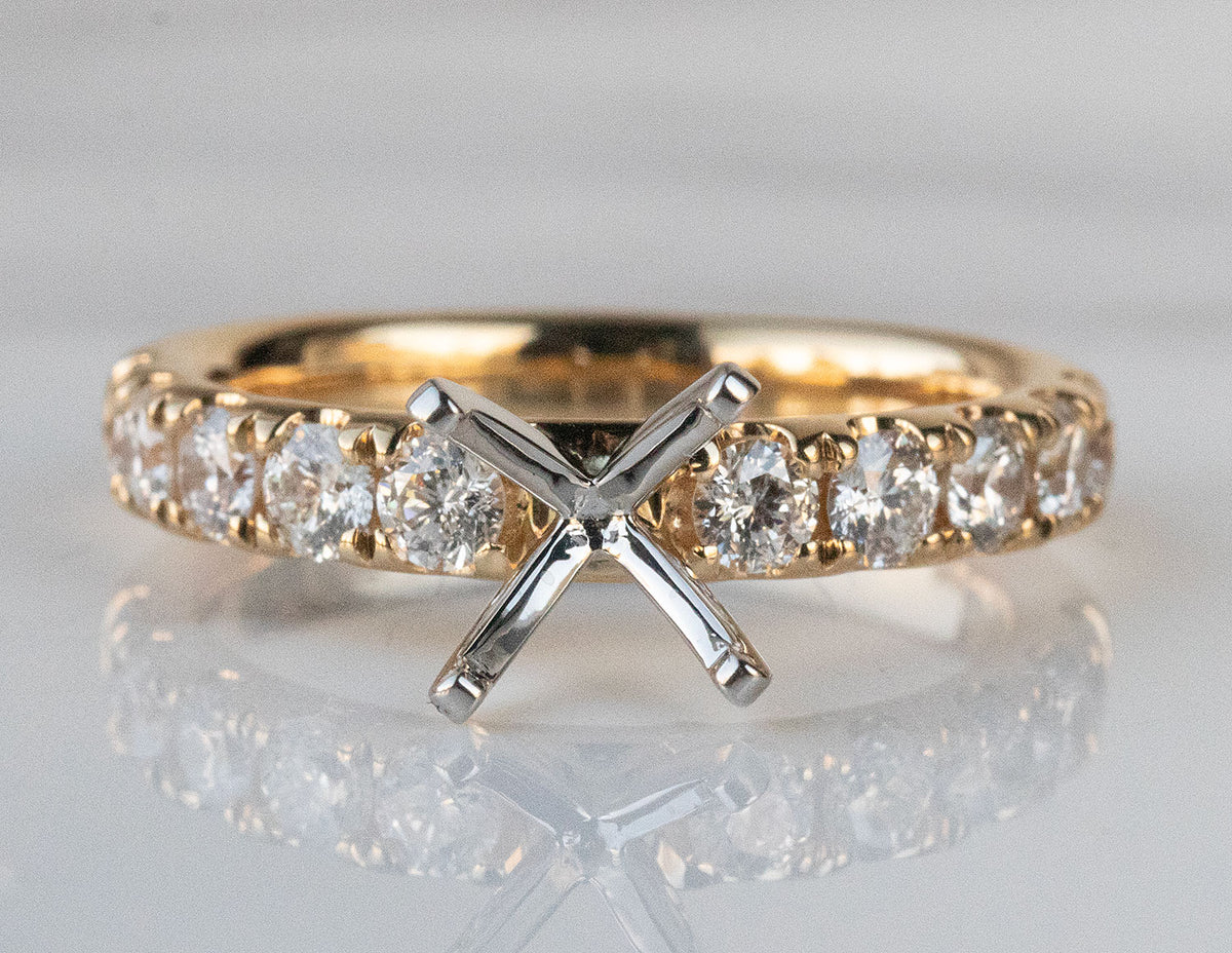 7/8ct. t.w. Round Cut Kessler 81 Diamond Engagement Ring in 18K Yellow Gold