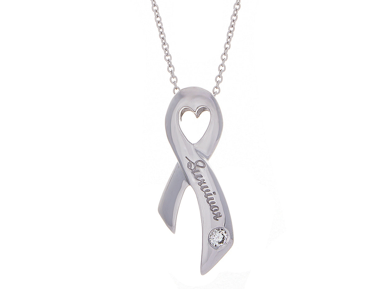 .05ct. t.w. Diamond Ribbon Pendant in Sterling Silver