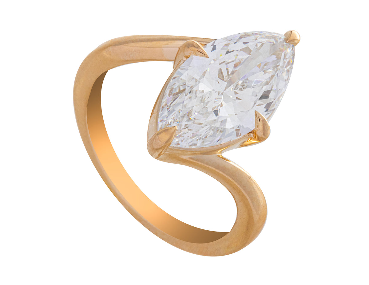 4ct. Marquise Cut Newborn Lab Created Diamond Solitaire Engagement Ring in 14K Yellow Gold