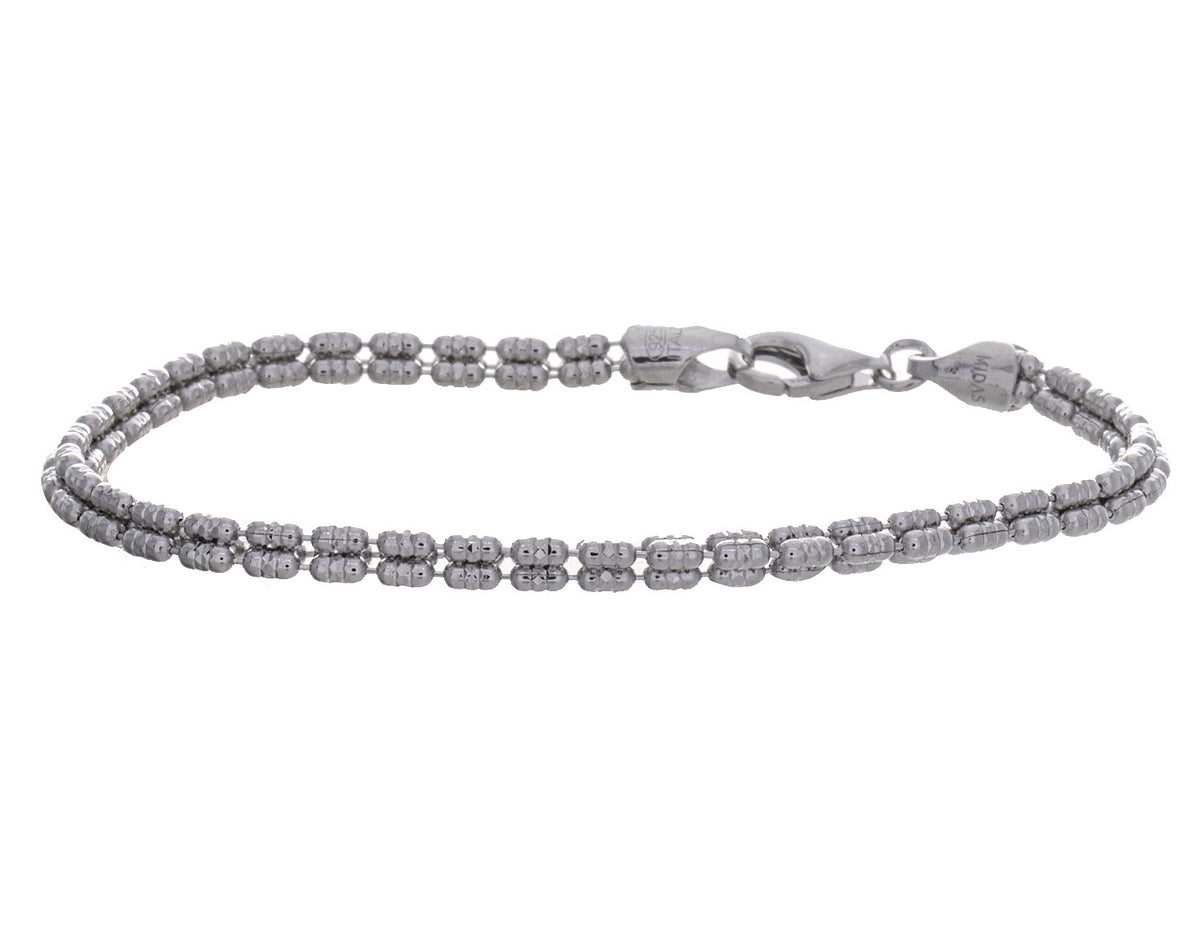 7" Sterling Silver Diamond Cut Ice Chain Bracelet