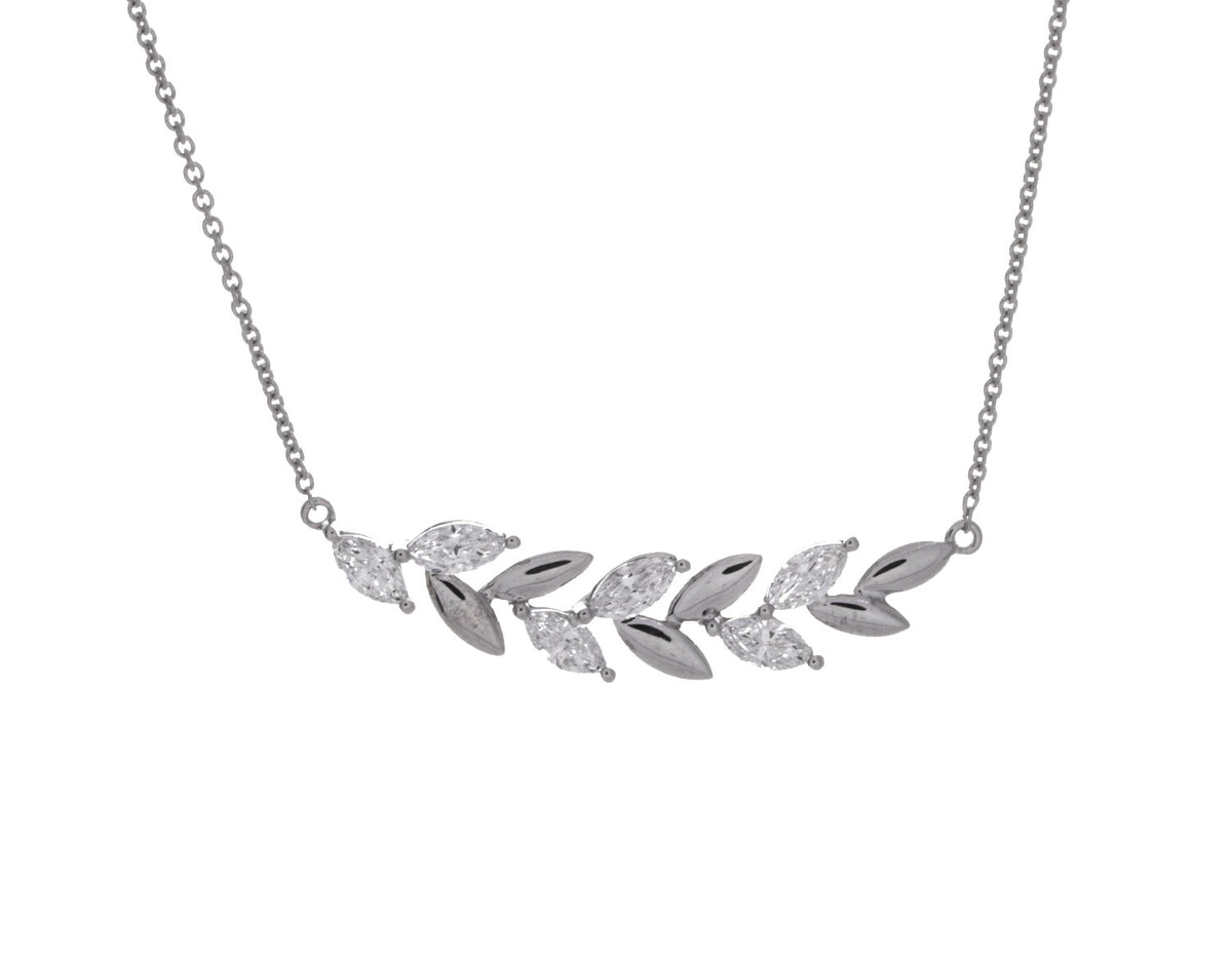 3/4ct. t.w. Diamond Leaf Necklace in 14K White Gold
