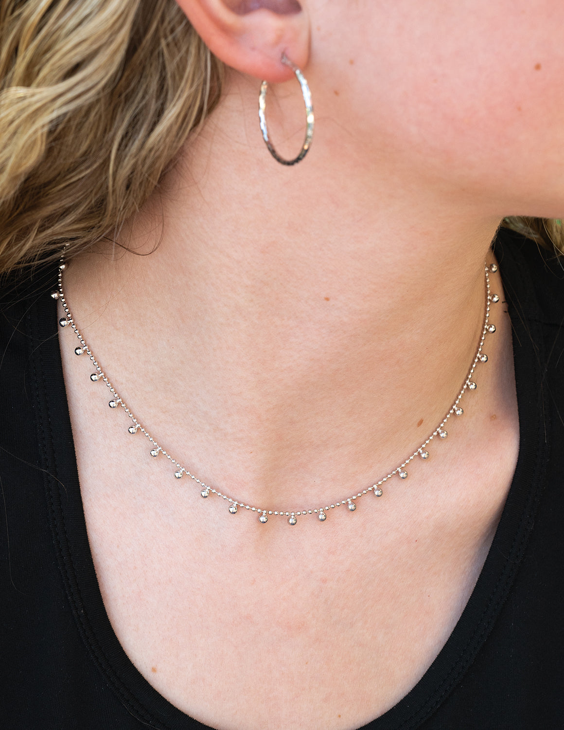 16-18" Bead Necklace in Sterling Silver
