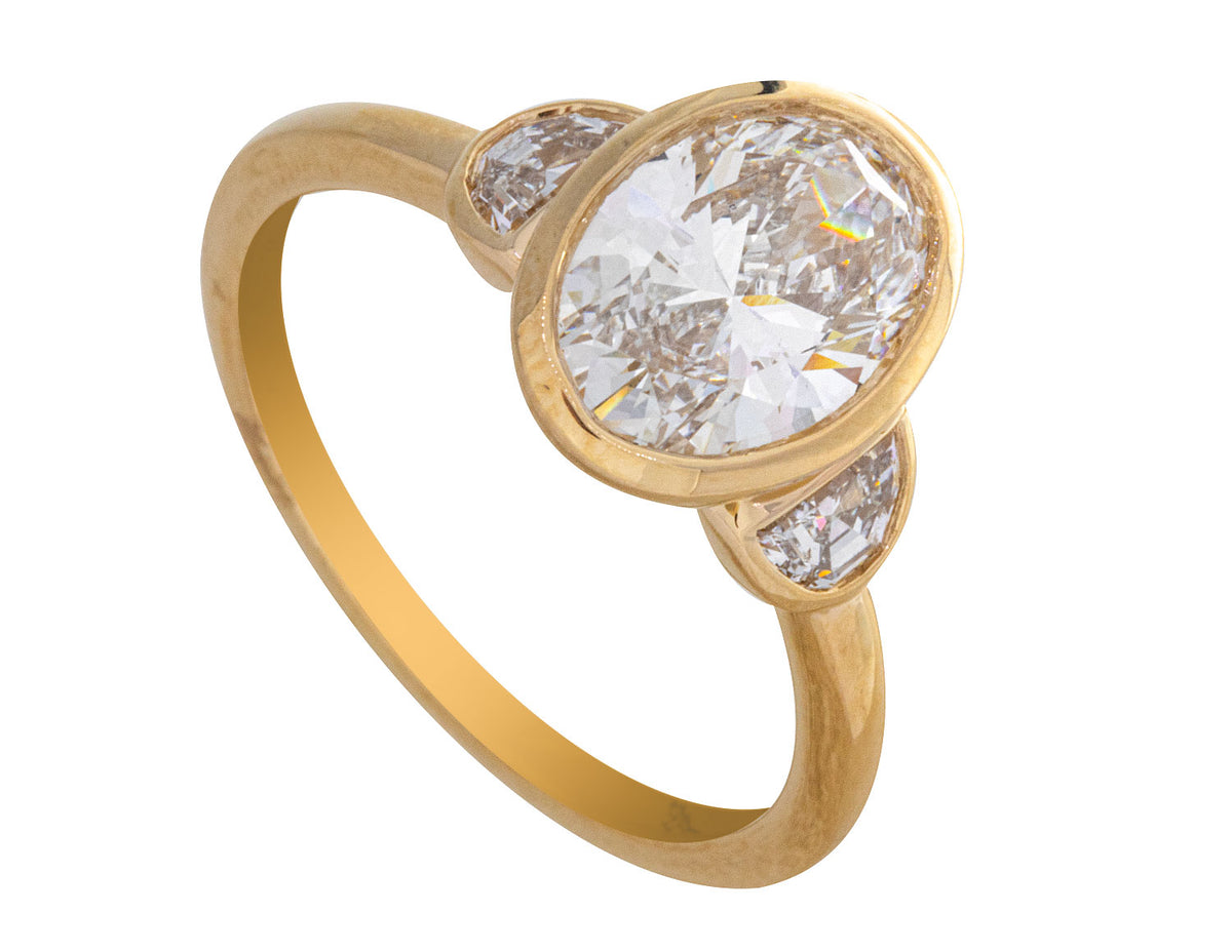 2 2/5ct. t.w. Oval Cut Newborn Lab Created Bezel Diamond Engagement Ring in 14K Yellow Gold