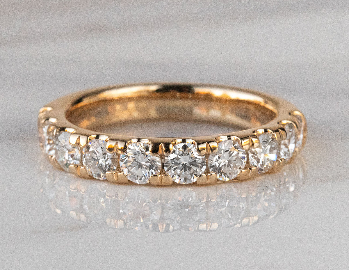 1 1/2ct. t.w. Round cut Newborn Lab Created Diamond Anniversary Ring in 14K Yellow Gold