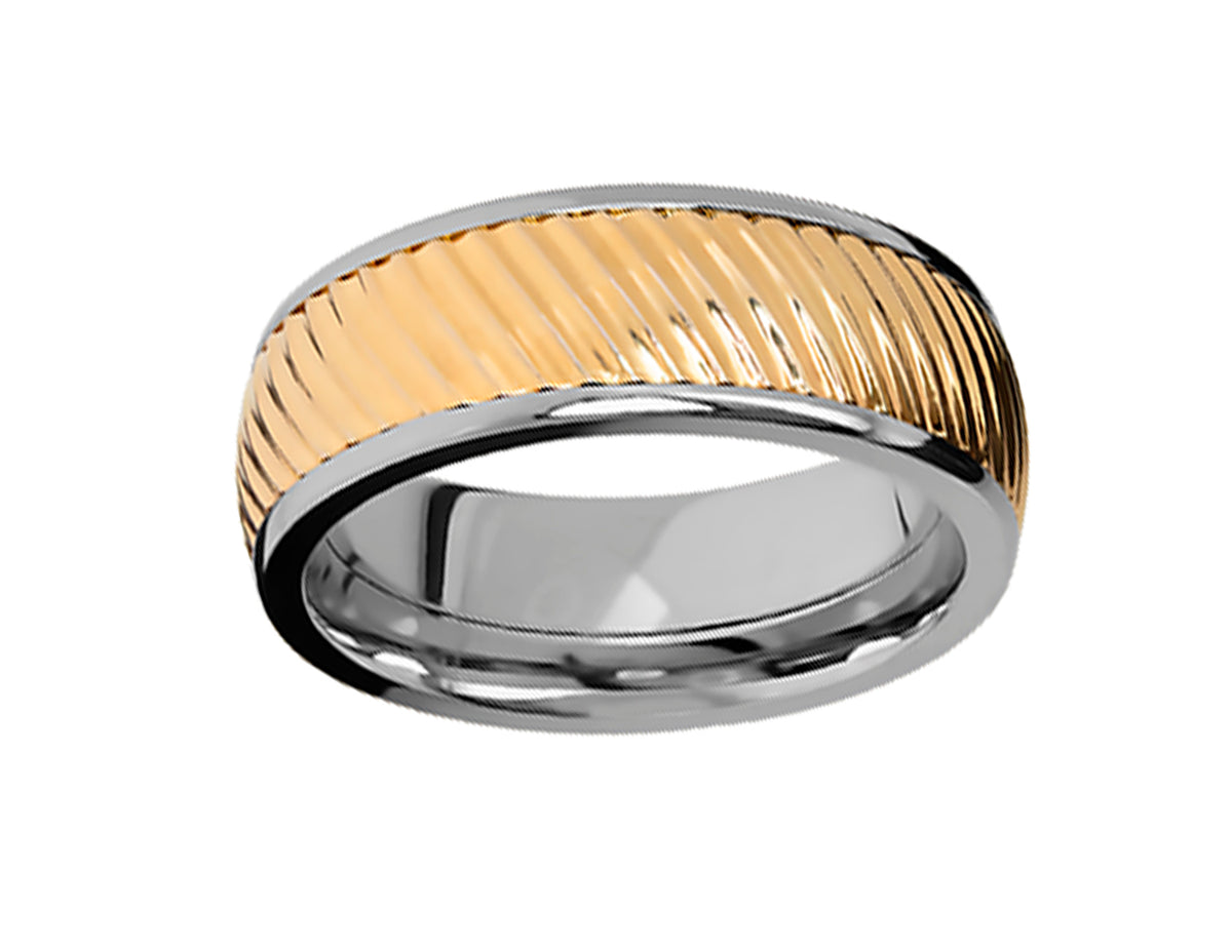 8mm Men's Wedding Ring in 14K White and Yellow Gold