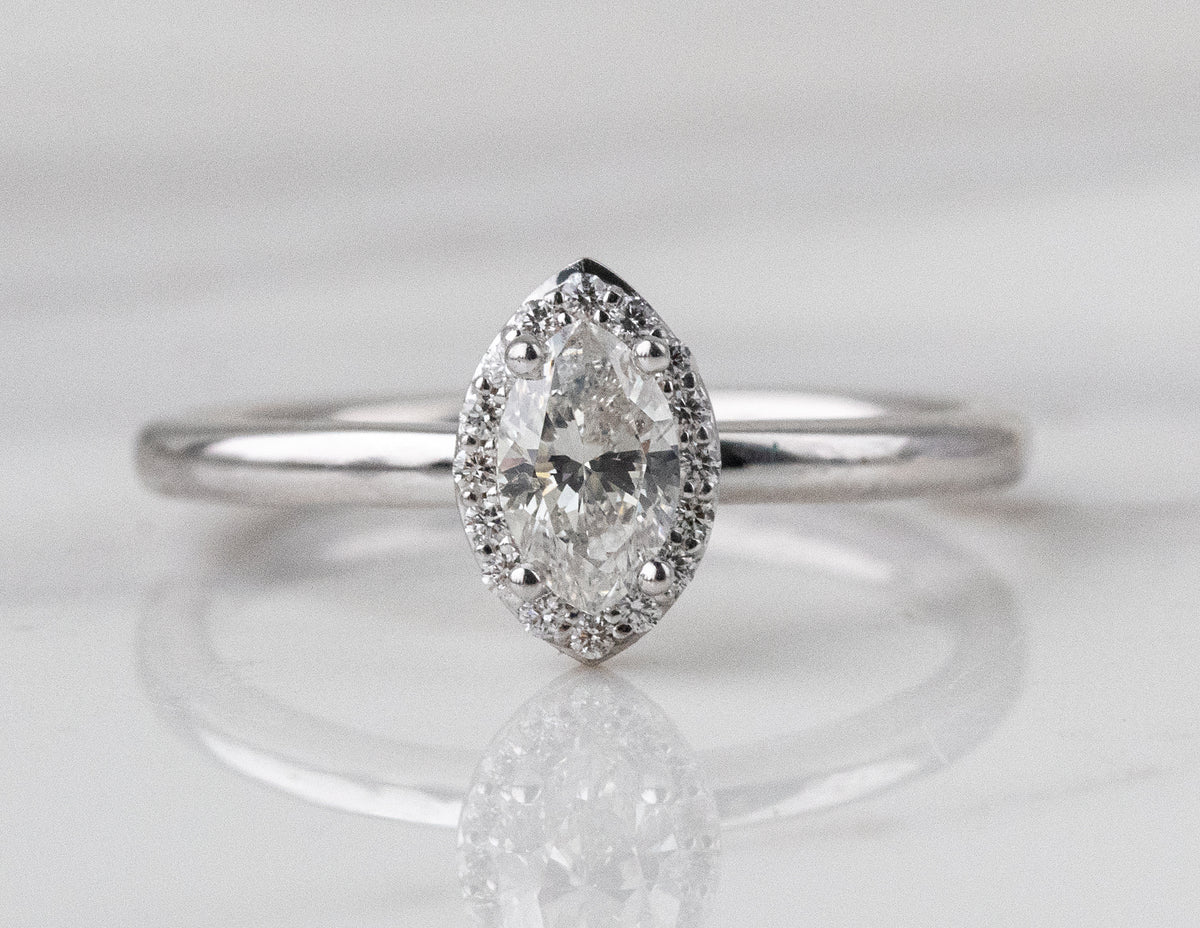 3/8ct. t.w. Marquise Cut Diamond Engagement Ring in 14K White Gold