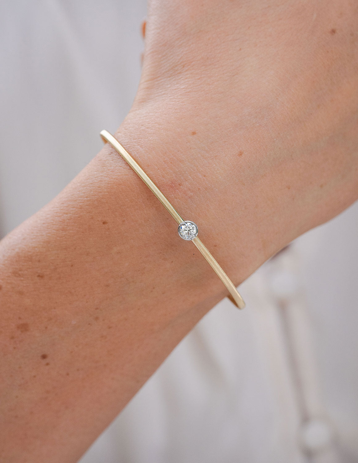 1/3ct. Diamond Flex Bangle Bracelet in 14K Yellow and White Gold