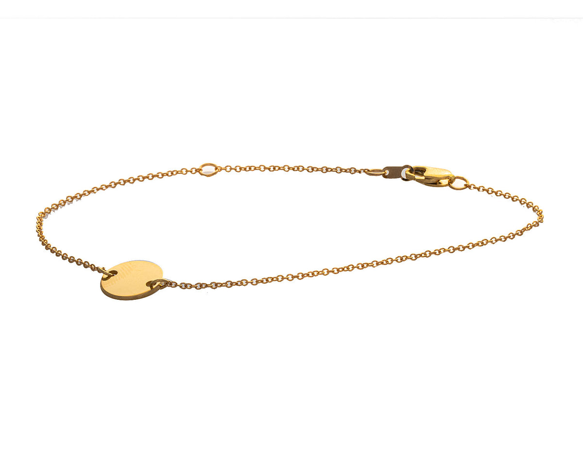 6.5–7.5" Engravable Disc Bracelet in 14K Yellow Gold