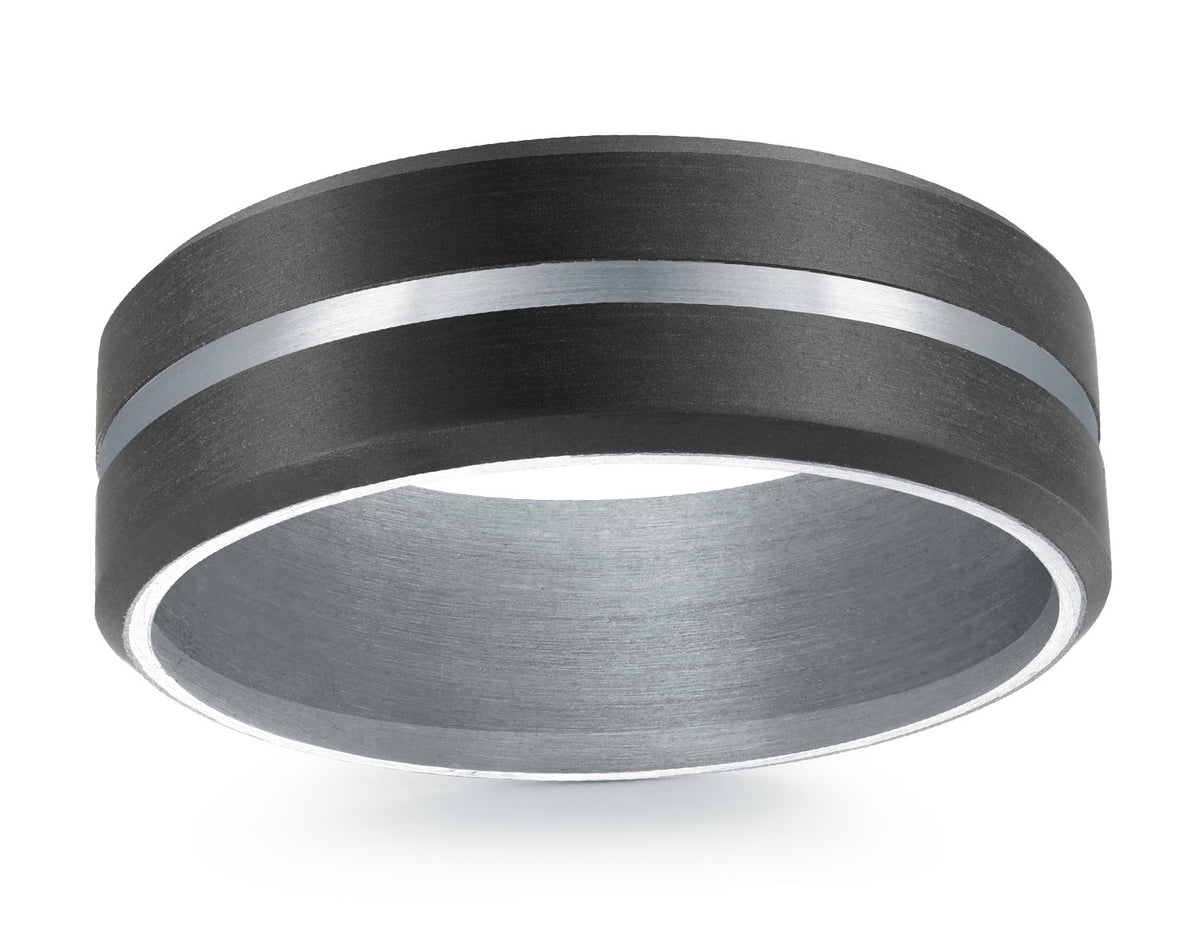 7mm Comfort Fit Wedding Band in 14K White Gold and Tantalum