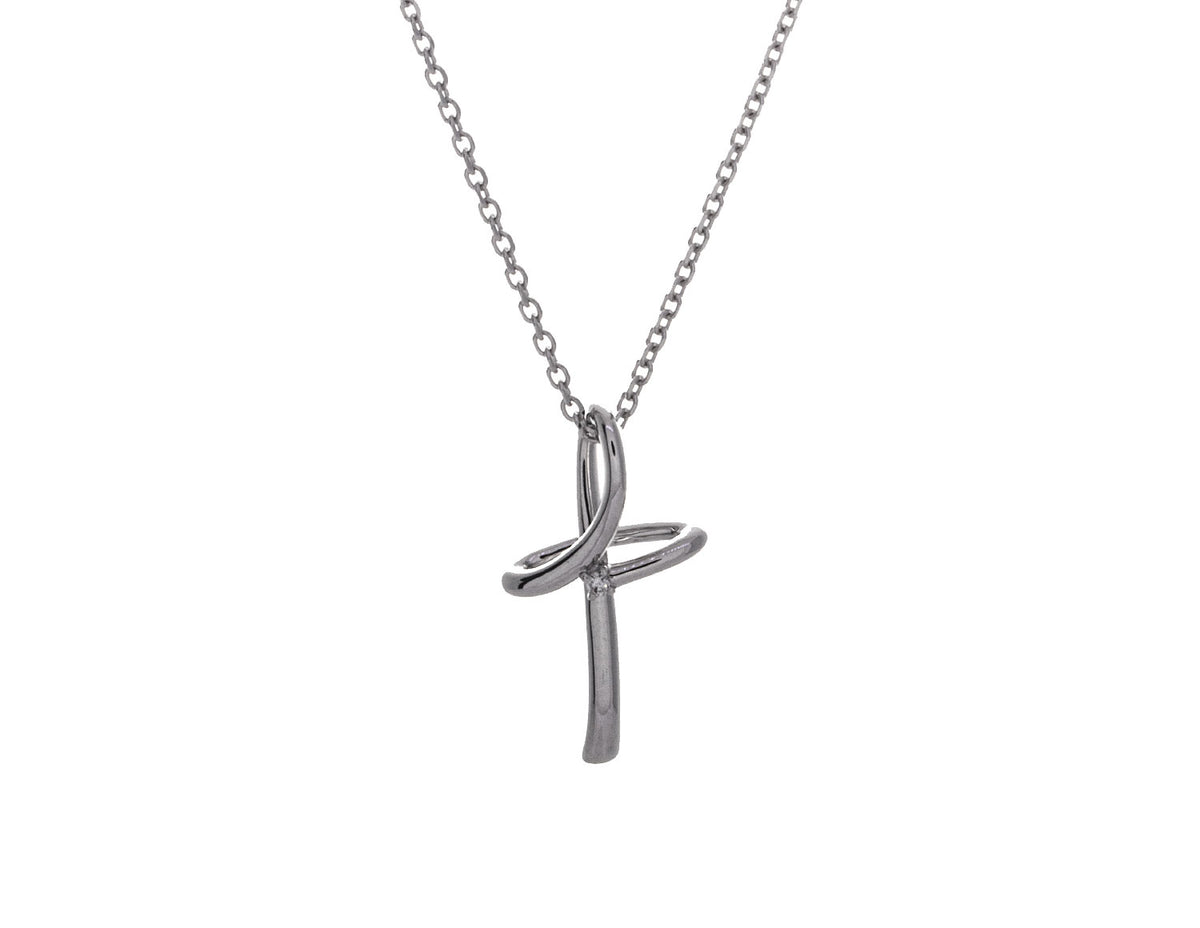 .01ct. Diamond Cross Pendant in 14K White Gold