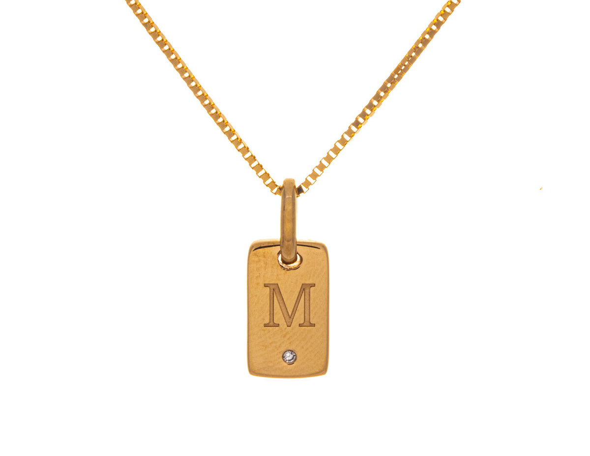 .01ct. Laser Initial "M" Pendant in 10K Yellow Gold