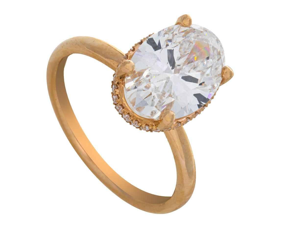 3 1/8ct. t.w. Oval Cut Newborn Lab Created Diamond Engagement Ring in 14K Yellow Gold