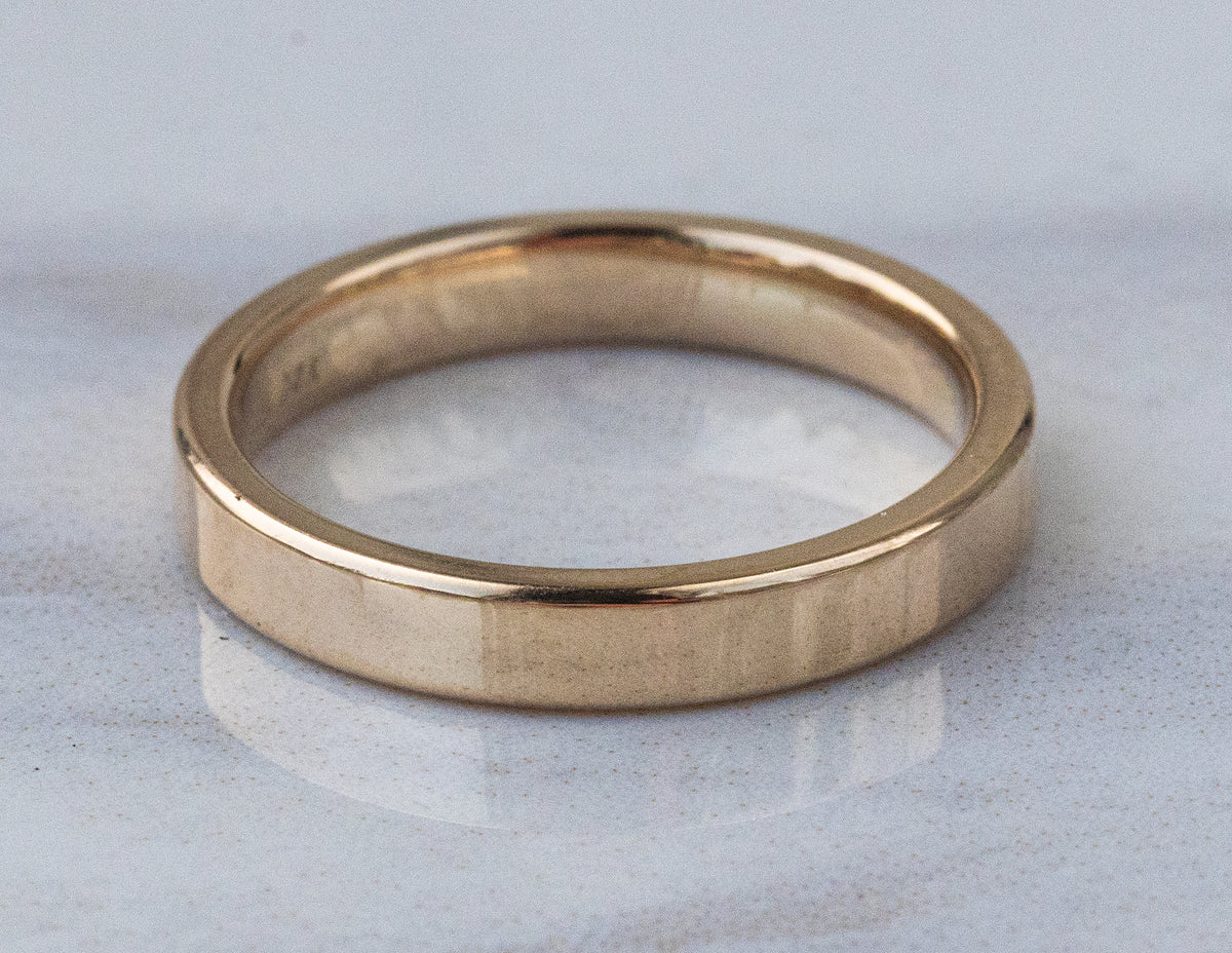 3mm Plain Flat Wedding Ring in 14K Yellow Gold