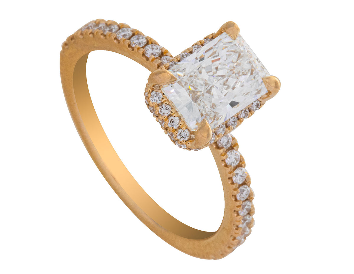 1 9/10ct. t.w. Emerald Cut Newborn Lab Created Diamond Engagement Ring in 14K Yellow Gold