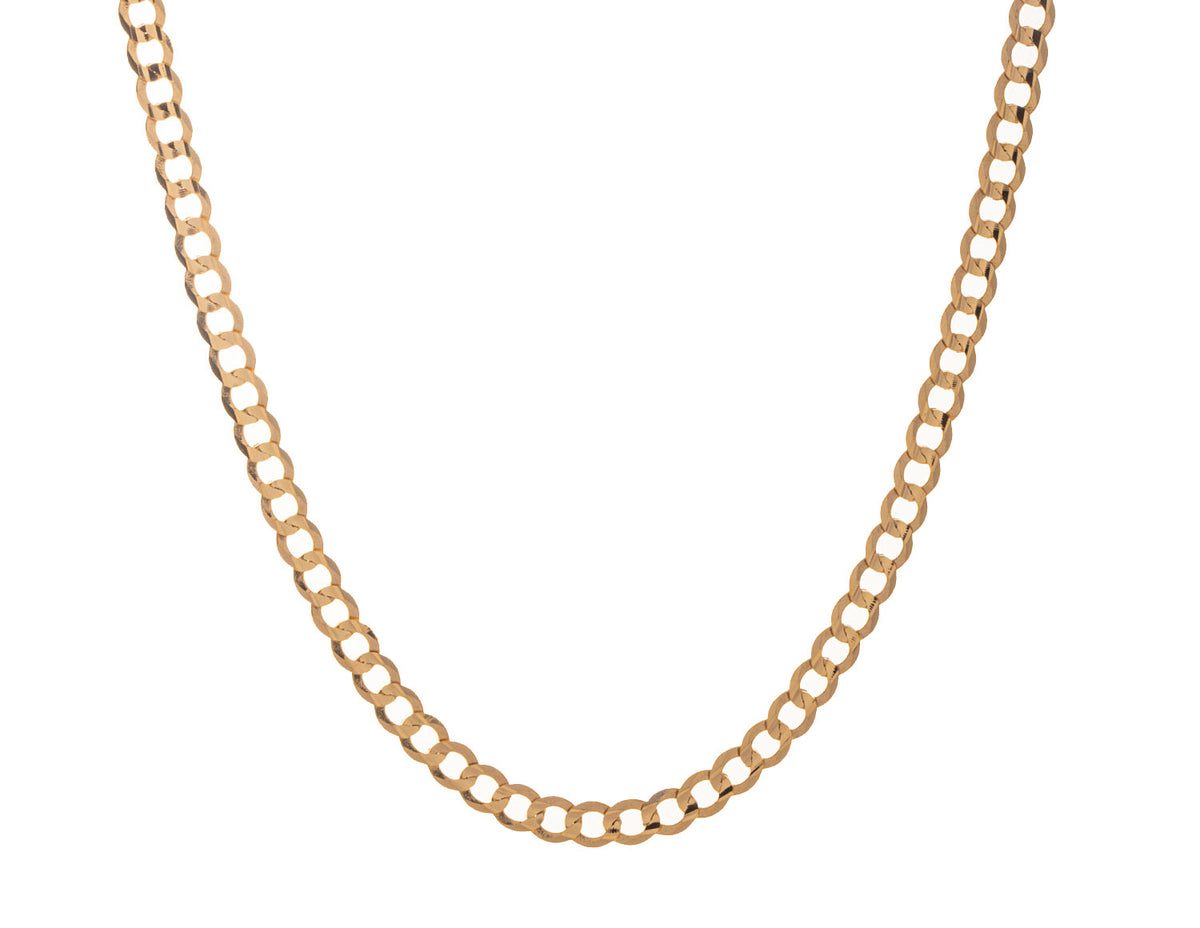 18" 3.8mm Solid Curb Chain in 10K Yellow Gold