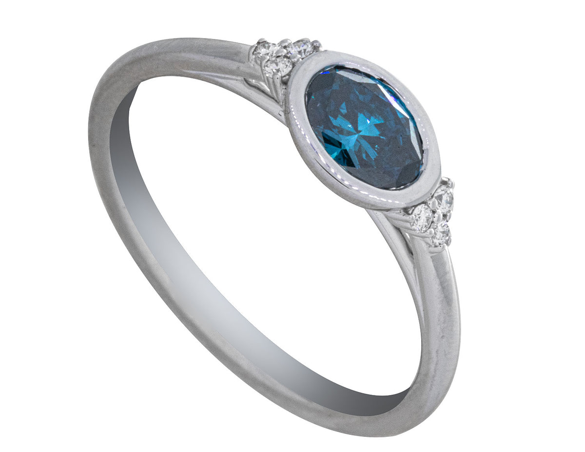 1/2ct. t.w. Blue and White Diamond Ring in 14K White Gold