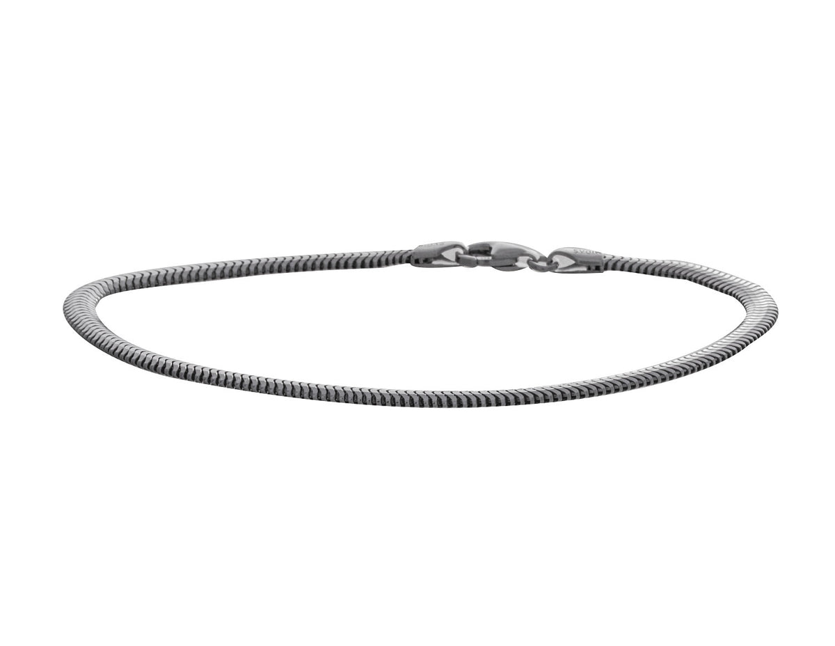 7.5" Diamond Cut Flat Oval Snake Chain Bracelet in Sterling Silver