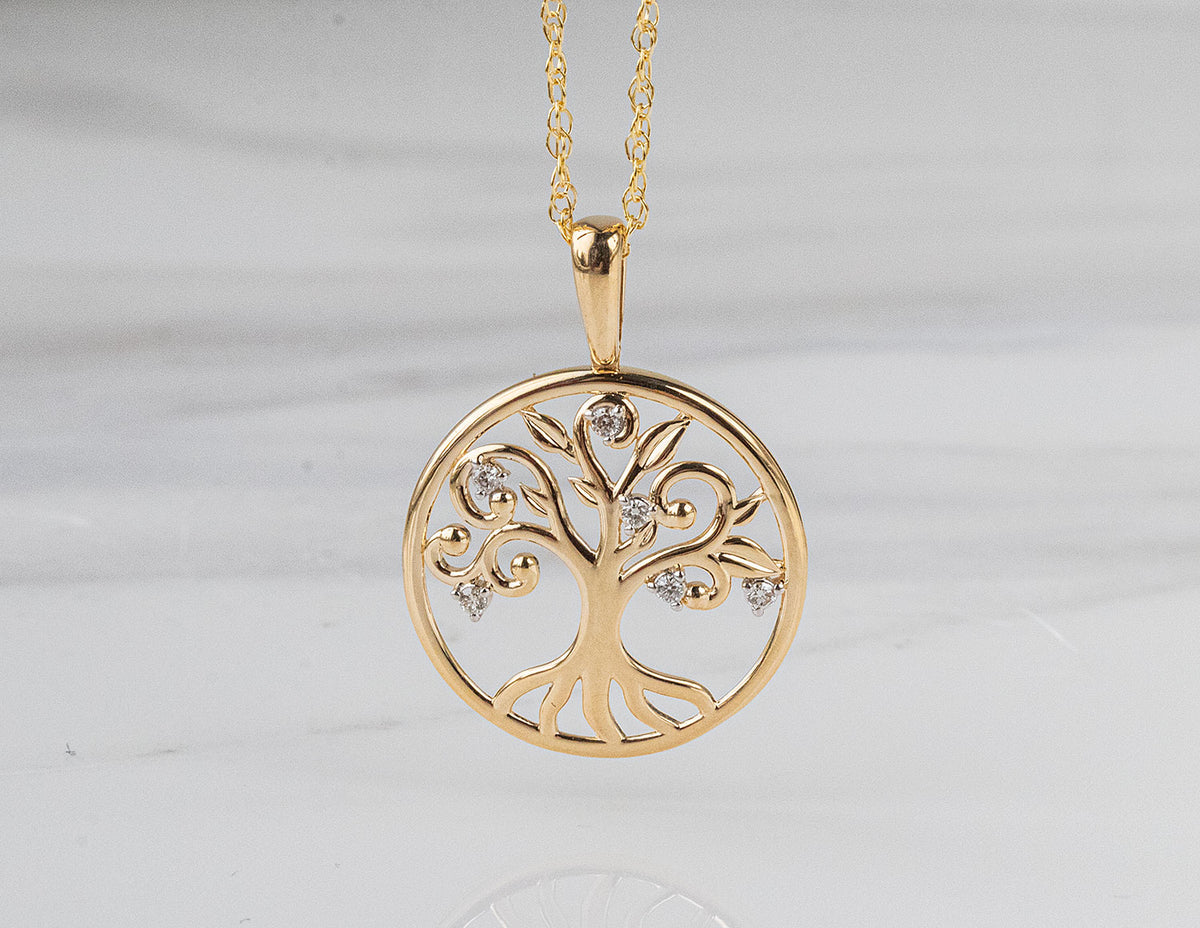 .05ct. t.w. Diamond Tree of Life Pendant in 14K White Gold