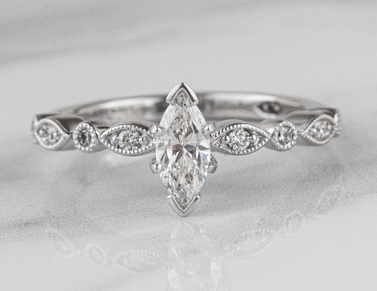 5/8ct. t.w. Marquise Cut Diamond Engagement Ring in 14K White Gold