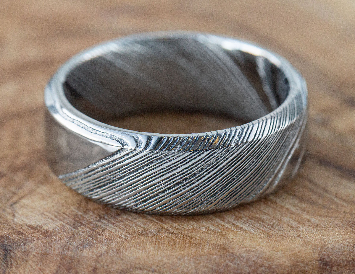 8mm Damascus Steel Wedding Ring