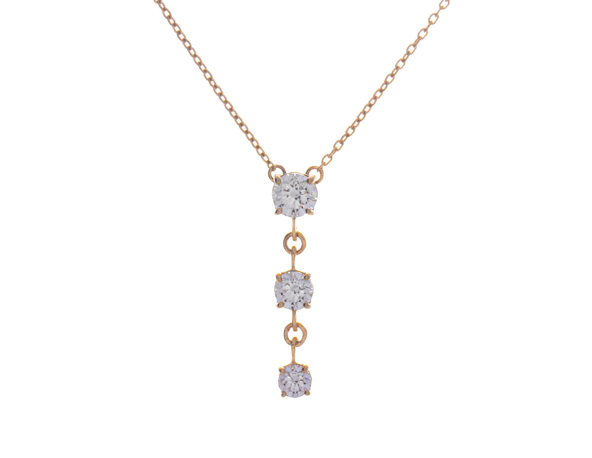 14K Yellow Gold 3-Stone Diamond Pendant