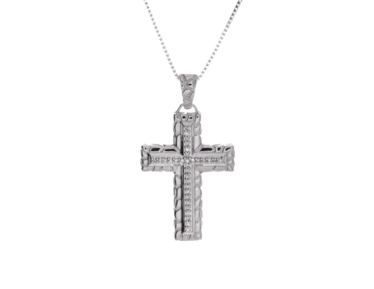 1/10ct. t.w. Diamond Cross Pendant in Sterling Silver