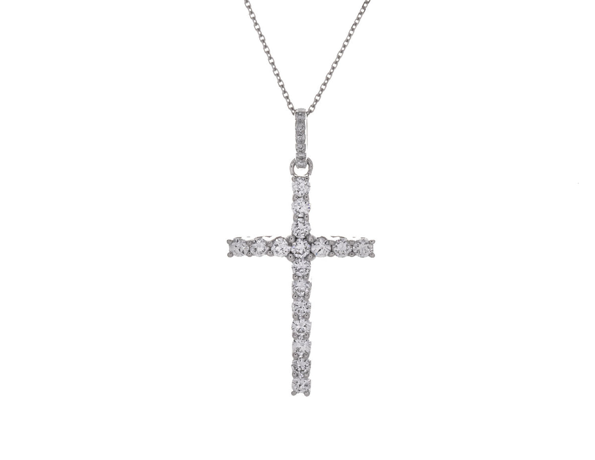 3/4ct. t.w. Newborn Lab Created Diamond Cross Pendant in 14K White Gold