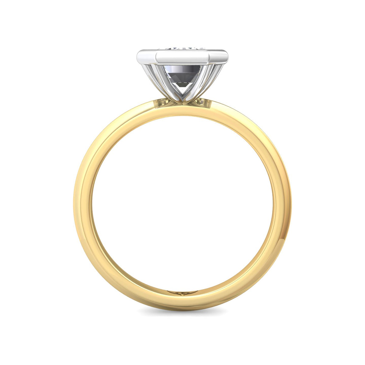 Bezel Set Solitaire Engagement Ring in 14K Yellow and White Gold